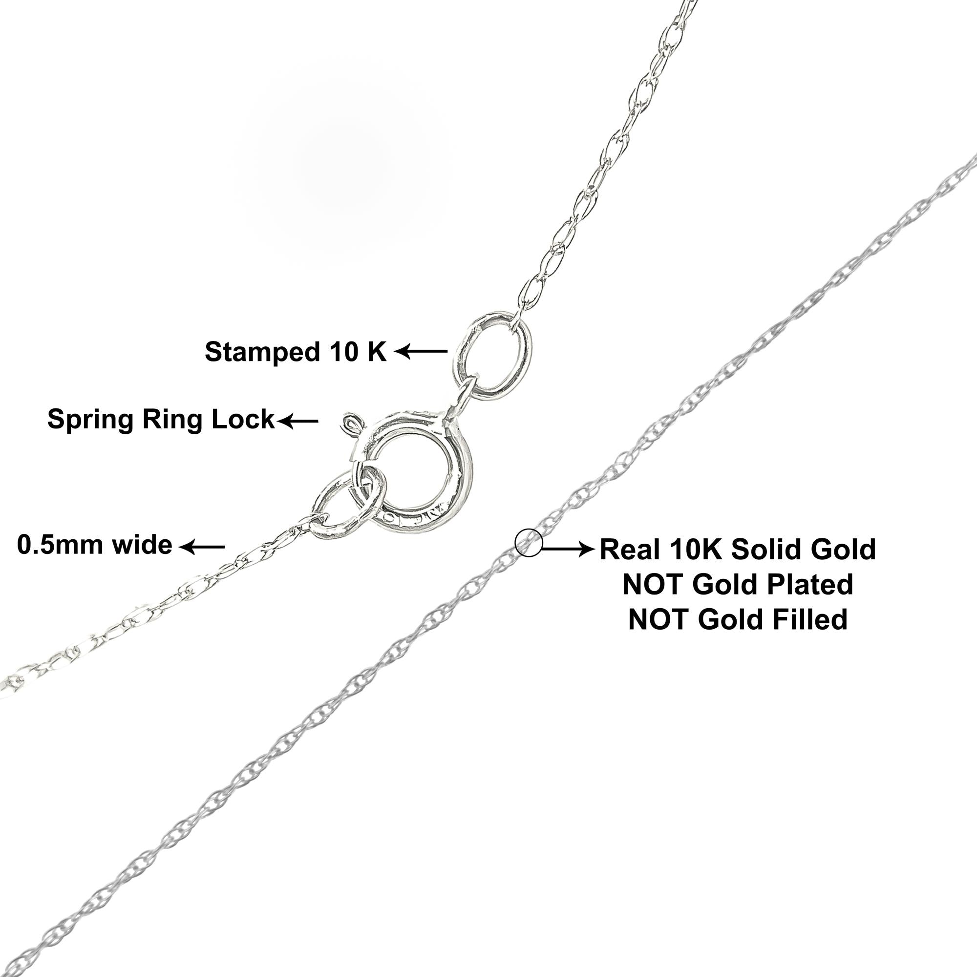 10K Gold 0.5mm Slender Fine Rope Chain Necklace 18 Inch-4