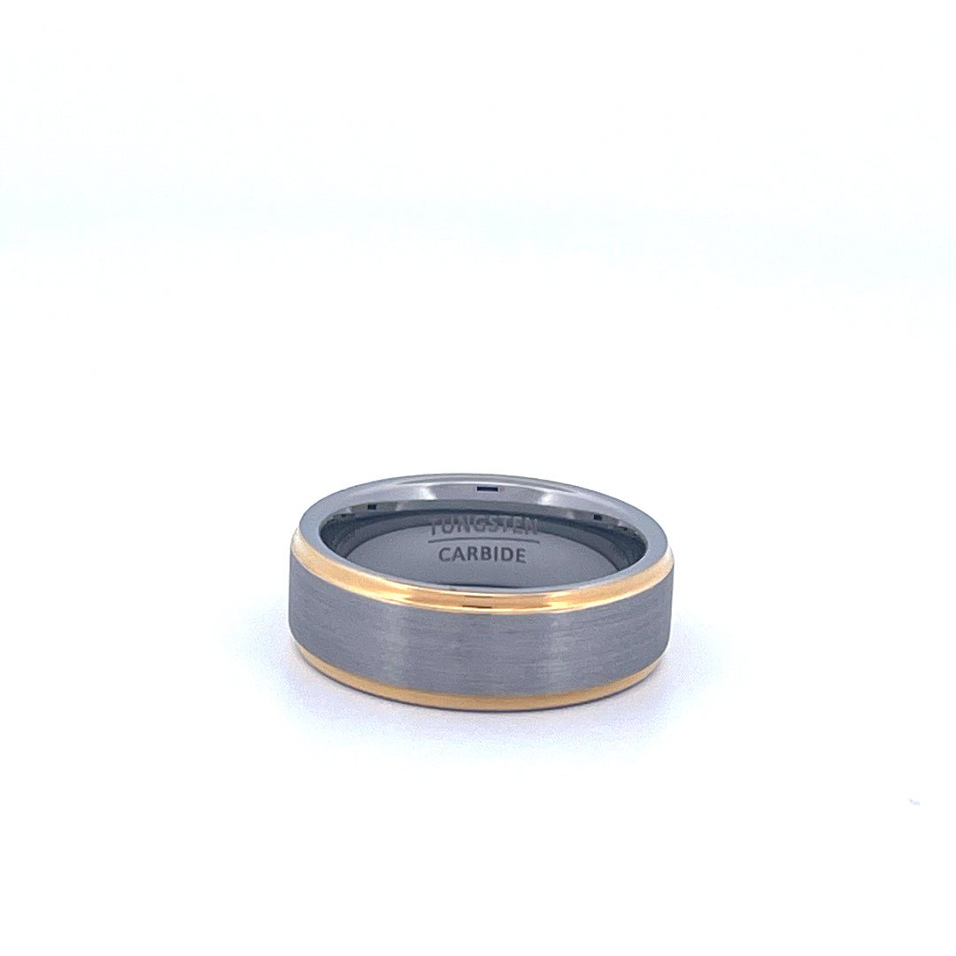 Tungsten Carbide Ring with 18K Yellow Gold Plated Edges 8mm-0