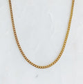 18K Gold Plated Cuban Chain Necklace Stainless Steel Tarnish Resistant