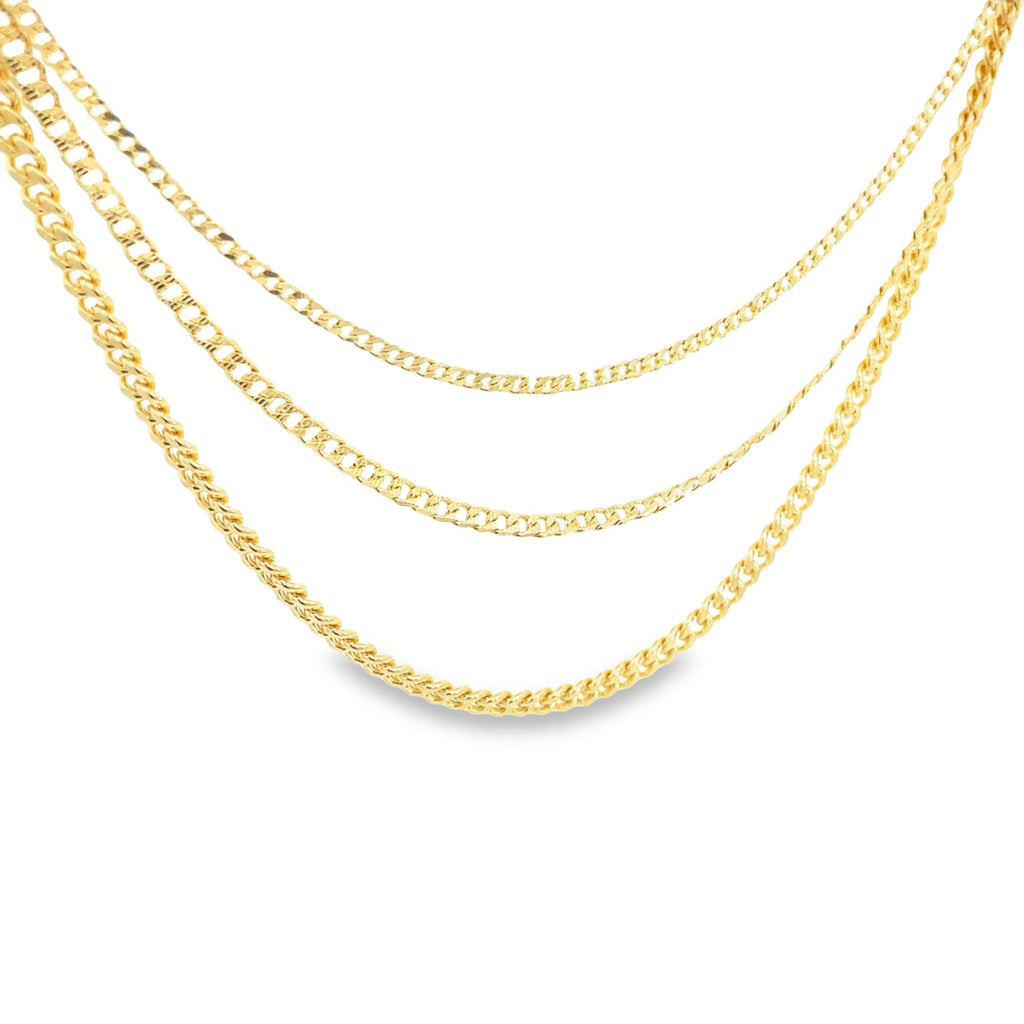 Triple Cuban Chain Necklace 18K Gold Layered 15 Inch 3 Chains-2
