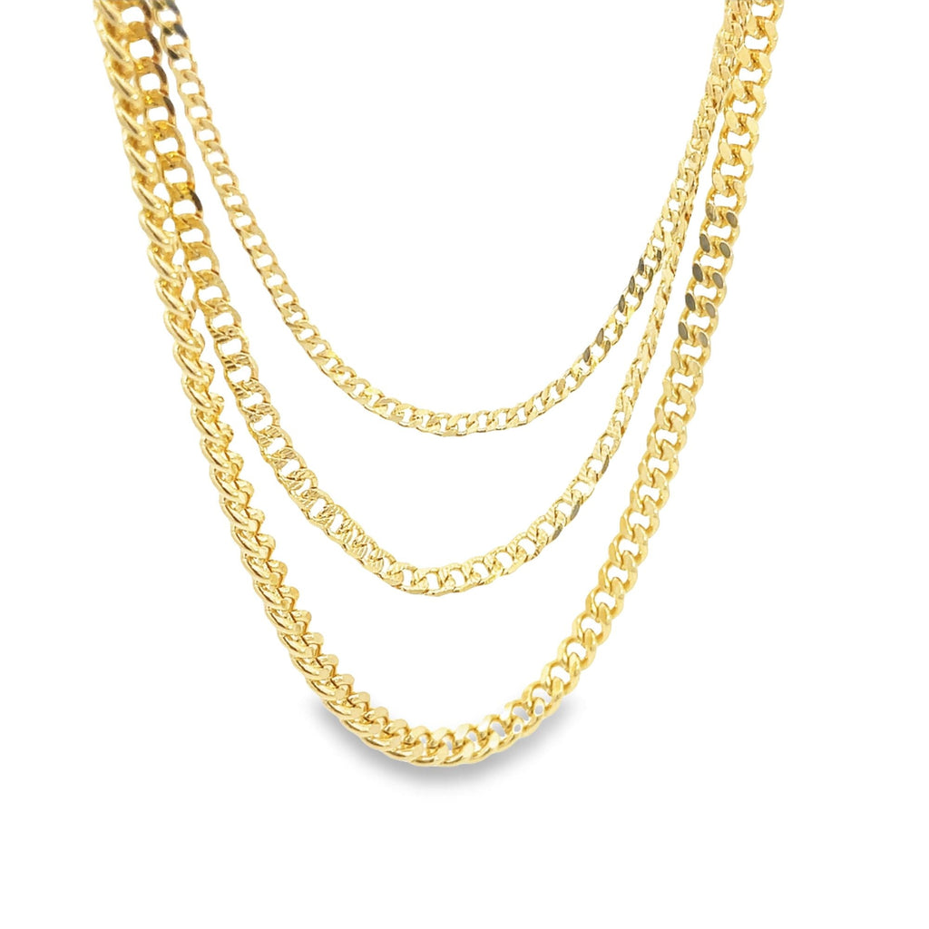 Triple Cuban Chain Necklace 18K Gold Layered 15 Inch 3 Chains-0