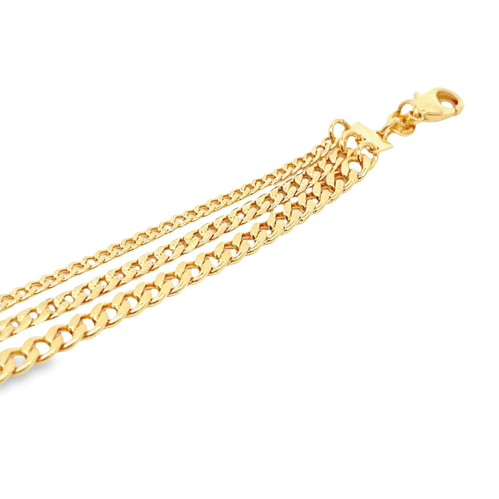 18K Gold Filled Triple Cuban Chain Bracelet 7 Inch Extender-2