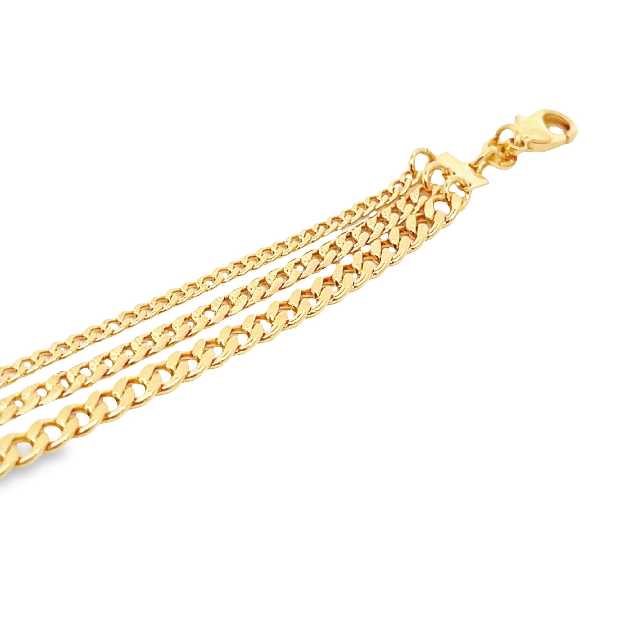 18K Gold Filled Triple Cuban Chain Bracelet 7 Inch Extender-2