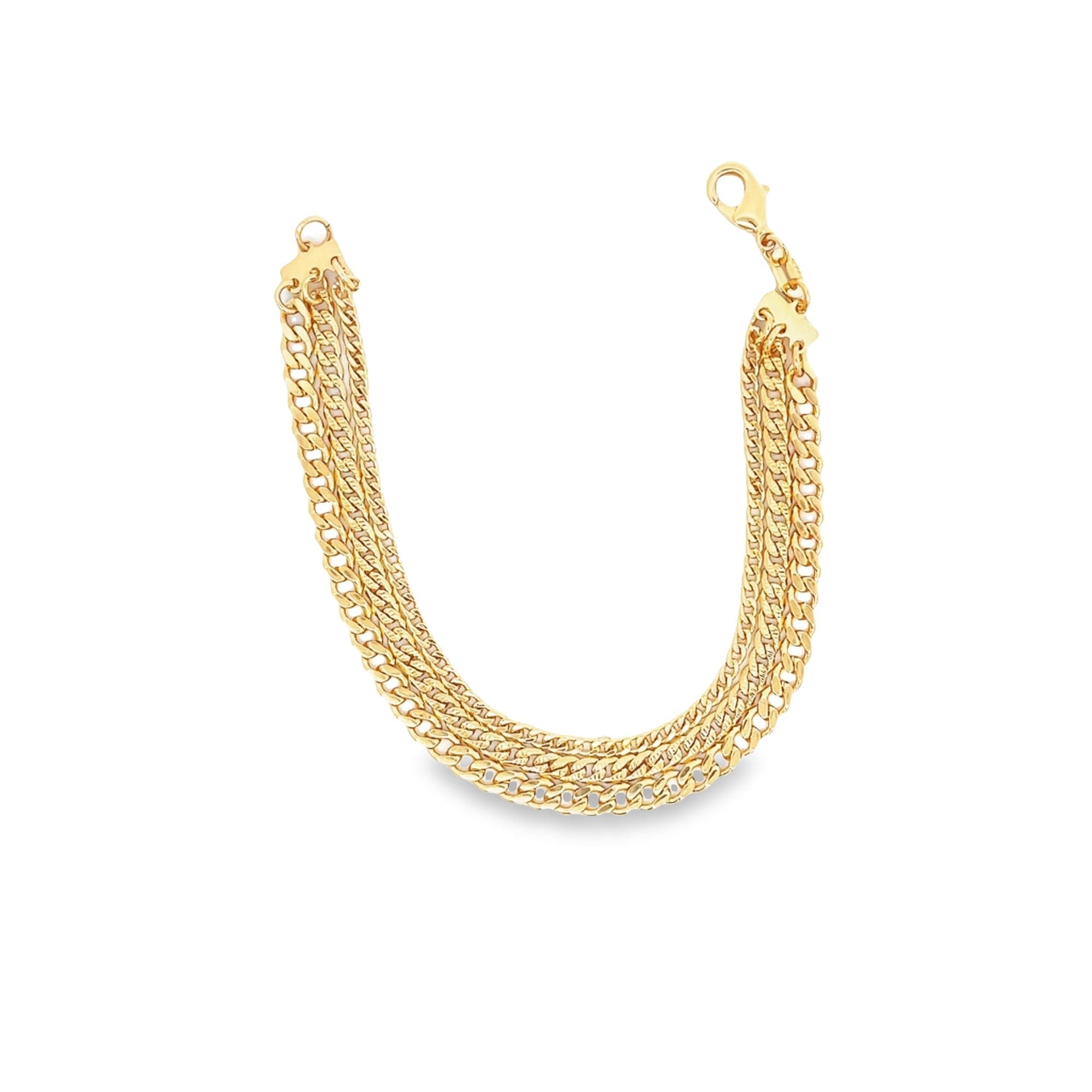18K Gold Filled Triple Cuban Chain Bracelet 7 Inch Extender-0