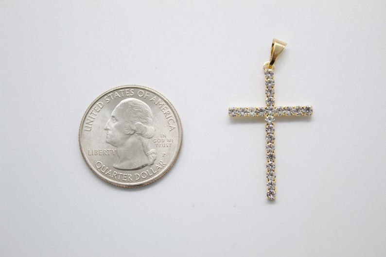 CZ 18K Gold Filled Cross Pendant Medium Small Tiny Sizes Gold Jewelry-2