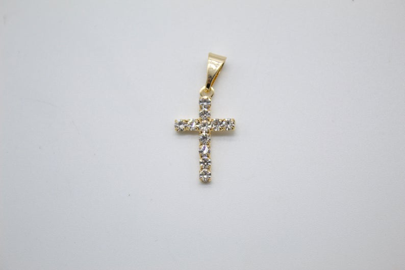 CZ 18K Gold Filled Cross Pendant Medium Small Tiny Sizes Gold Jewelry-3