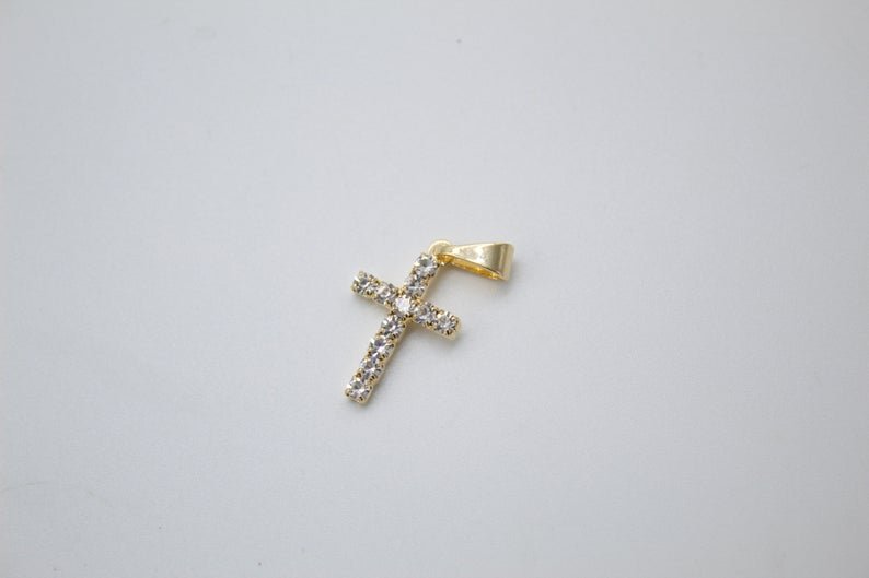 CZ 18K Gold Filled Cross Pendant Medium Small Tiny Sizes Gold Jewelry-4