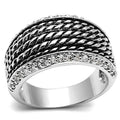 3W065 - Rhodium Brass Ring with AAA Grade CZ  in Clear-0