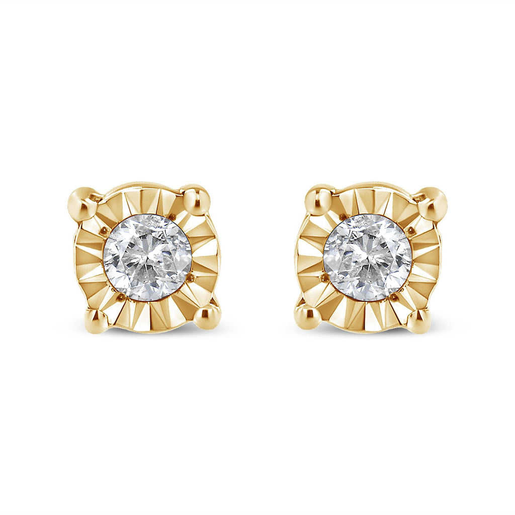 925 Sterling Silver Miracle-Set Round Brilliant Diamond Stud Earrings-2