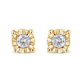 925 Sterling Silver Miracle-Set Round Brilliant Diamond Stud Earrings-2