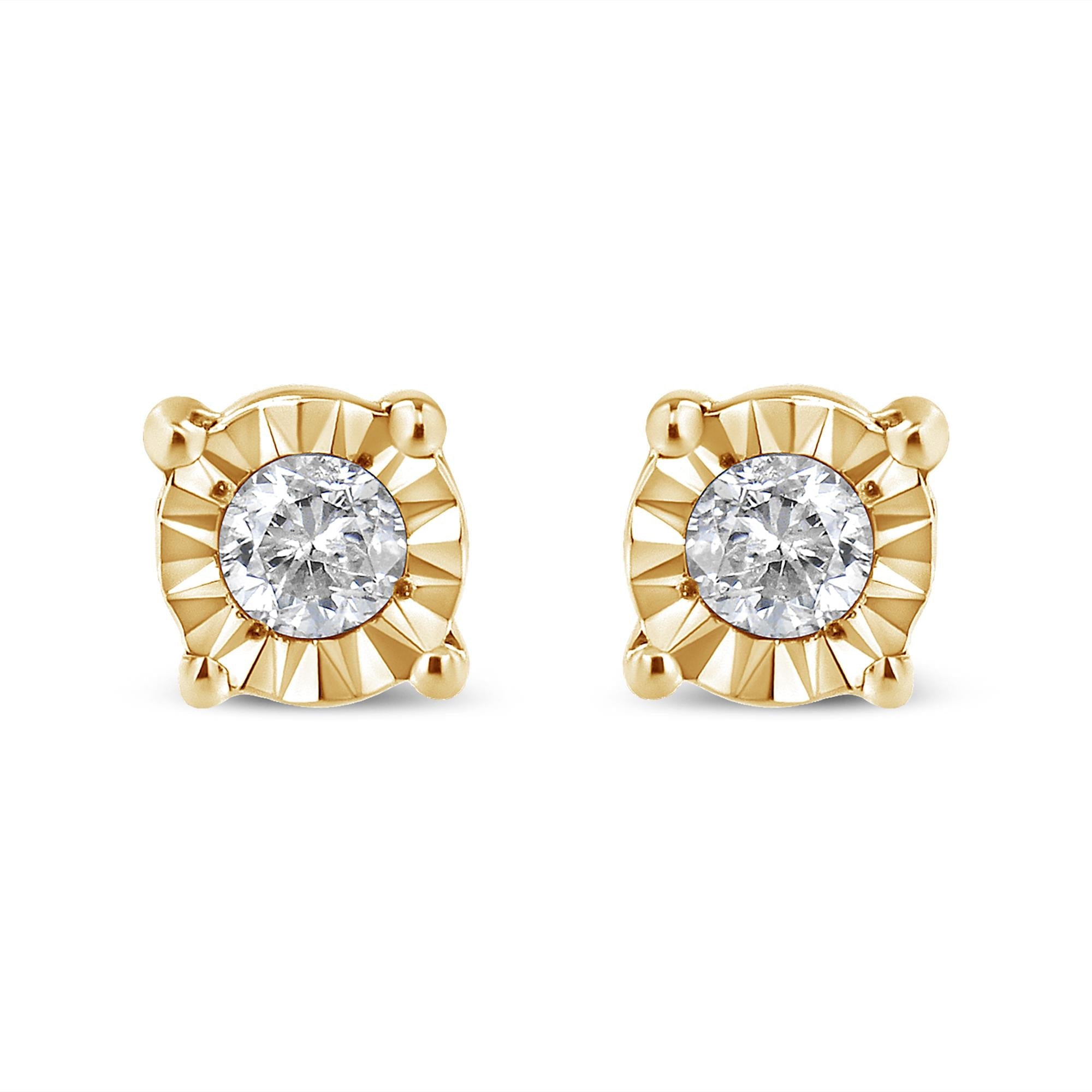 925 Sterling Silver Miracle-Set Round Brilliant Diamond Stud Earrings-2