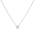 14K Gold Lab Grown Diamond Solitaire Bezel Pendant Necklace 16-18"-1