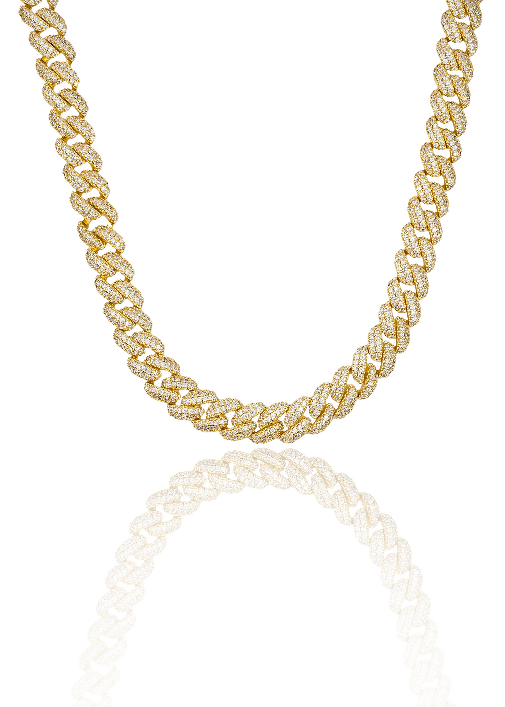 10mm Cuban Curb Chain with CZ Stones 18K Gold Filled Necklace-0