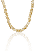10mm Cuban Curb Chain with CZ Stones 18K Gold Filled Necklace-0