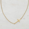 Kayla Side Hanging Cross Necklace 18K Gold Plated Stainless Steel-2