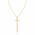 Minimal Vertical Cross Necklace 18K Gold Plated Hypoallergenic Jewelry