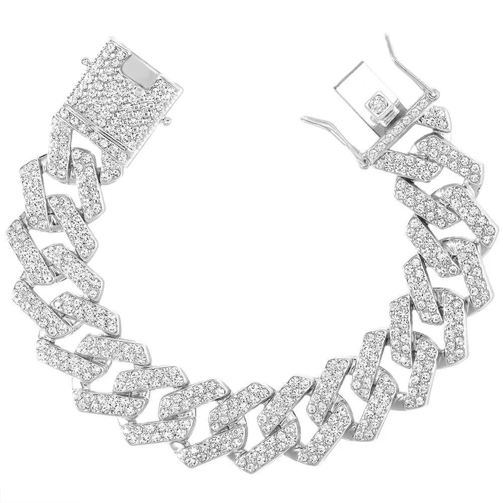 14MM Cuban Link Chain Bracelet Durable Polished Metal Men’s Jewelry-11