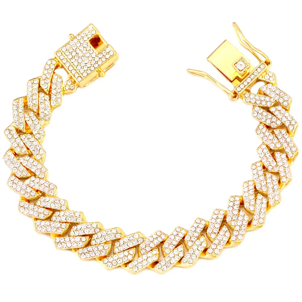 14MM Cuban Link Chain Bracelet Durable Polished Metal Men’s Jewelry-12