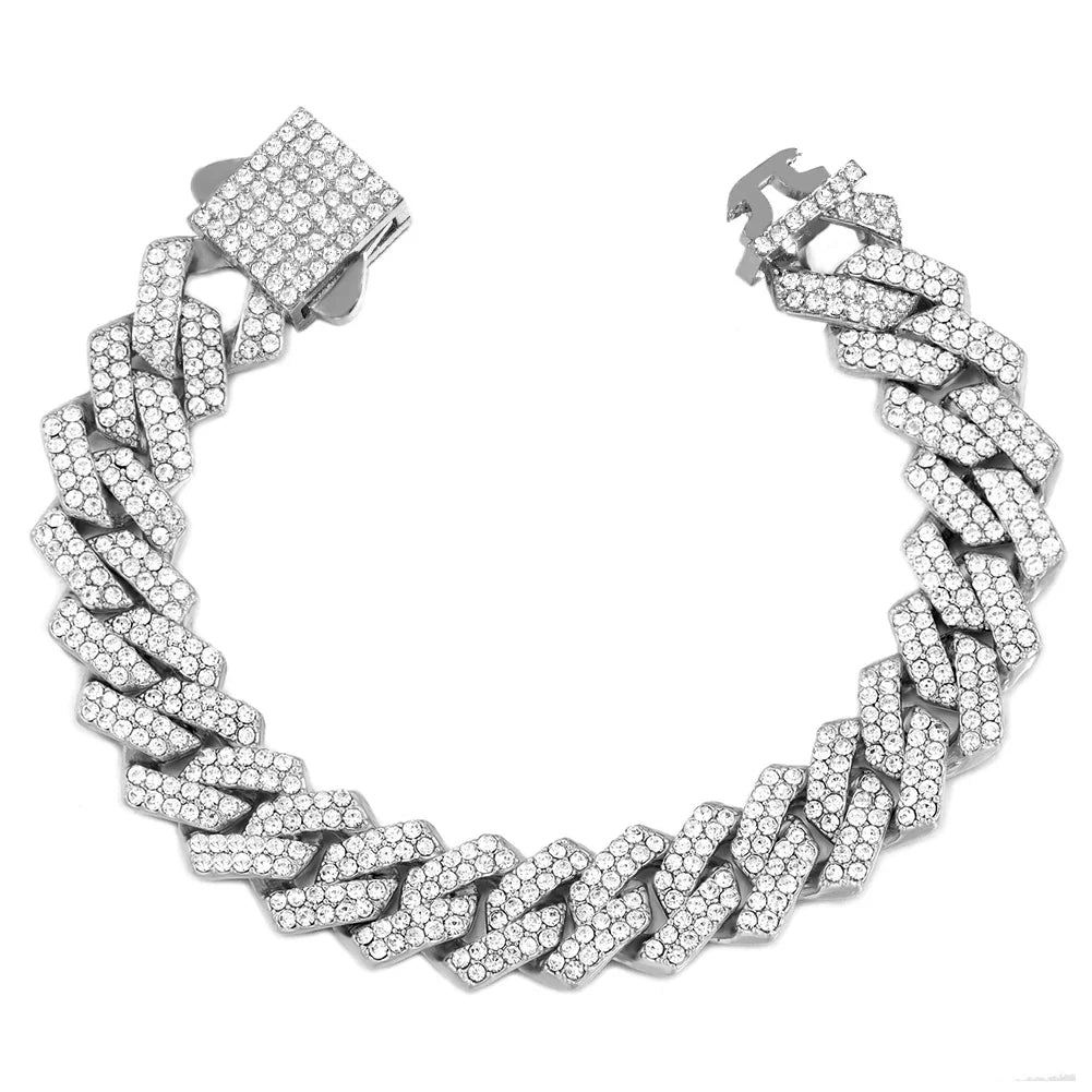 14MM Cuban Link Chain Bracelet Durable Polished Metal Men’s Jewelry-6
