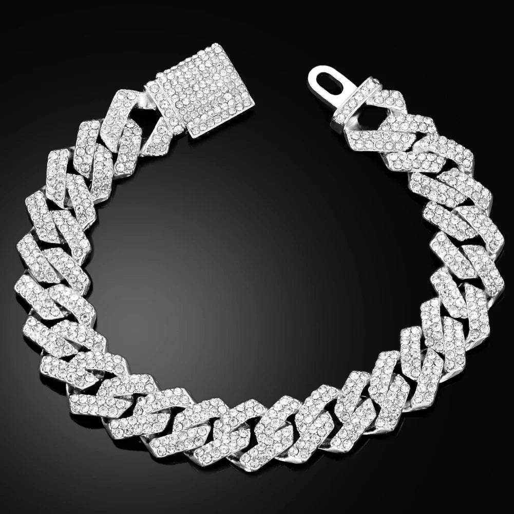14MM Cuban Link Chain Bracelet Durable Polished Metal Men’s Jewelry-17