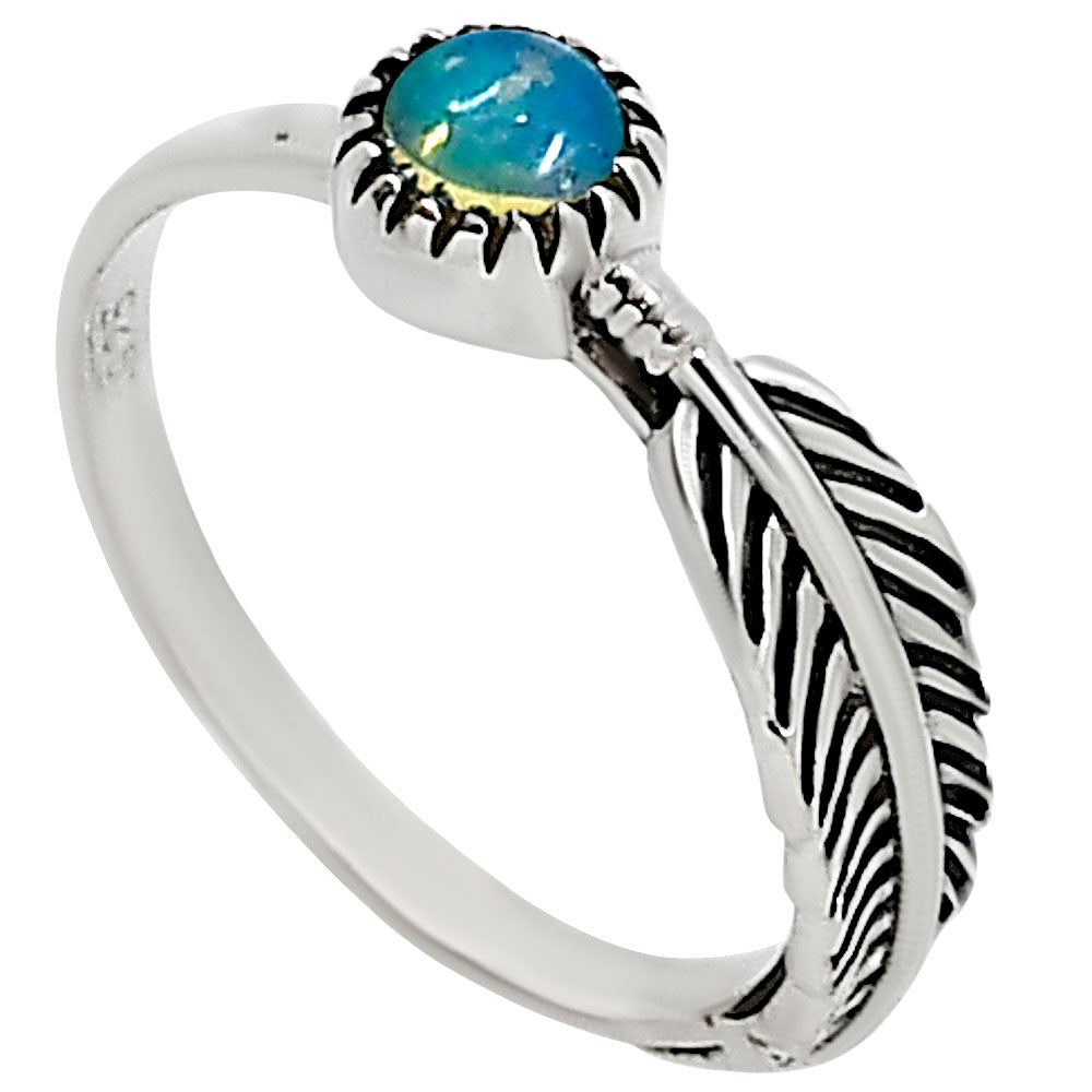 Desire Gem Ethiopian Opal Ring Size 5 925 Sterling Silver Multicolor-2