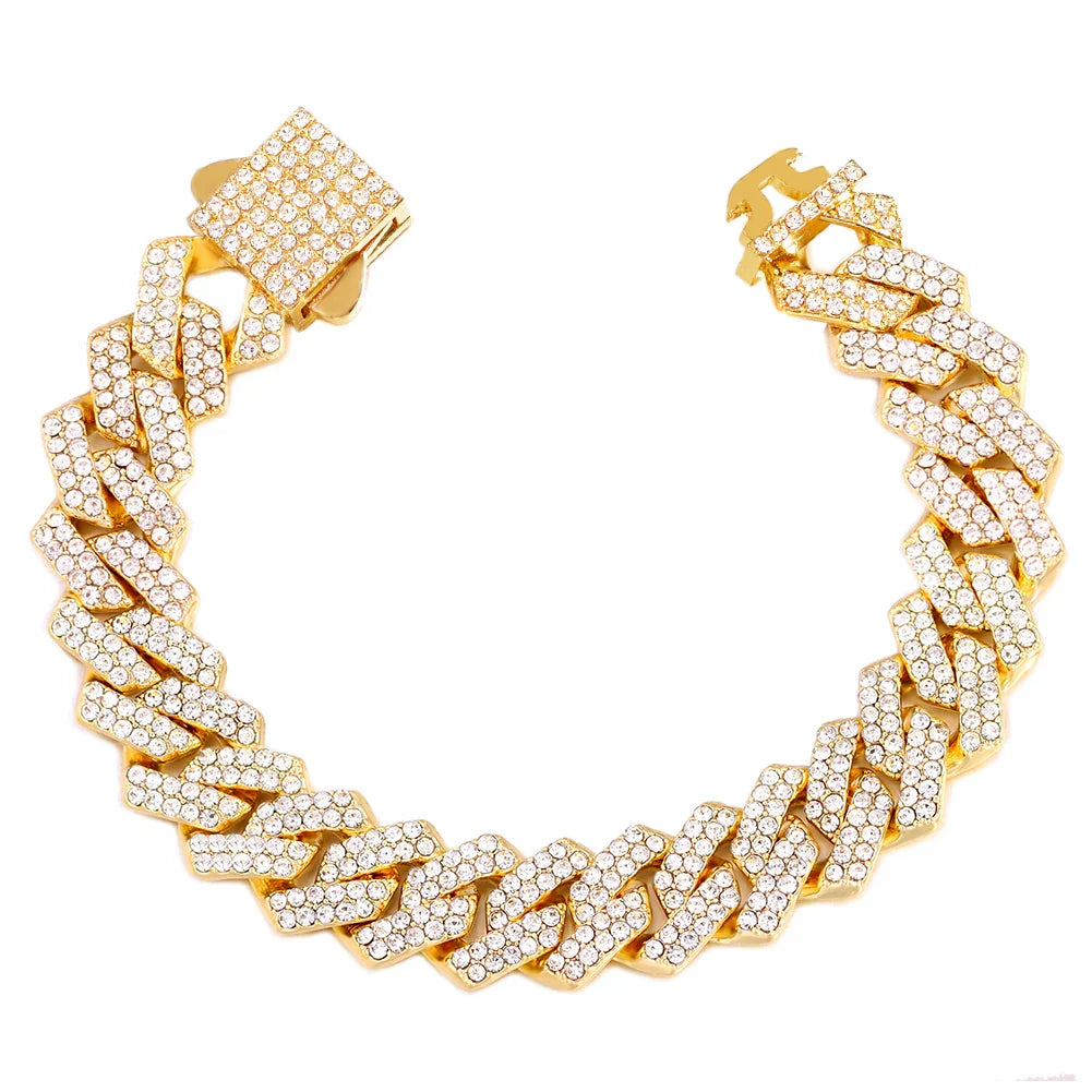 14MM Cuban Link Chain Bracelet Durable Polished Metal Men’s Jewelry-8