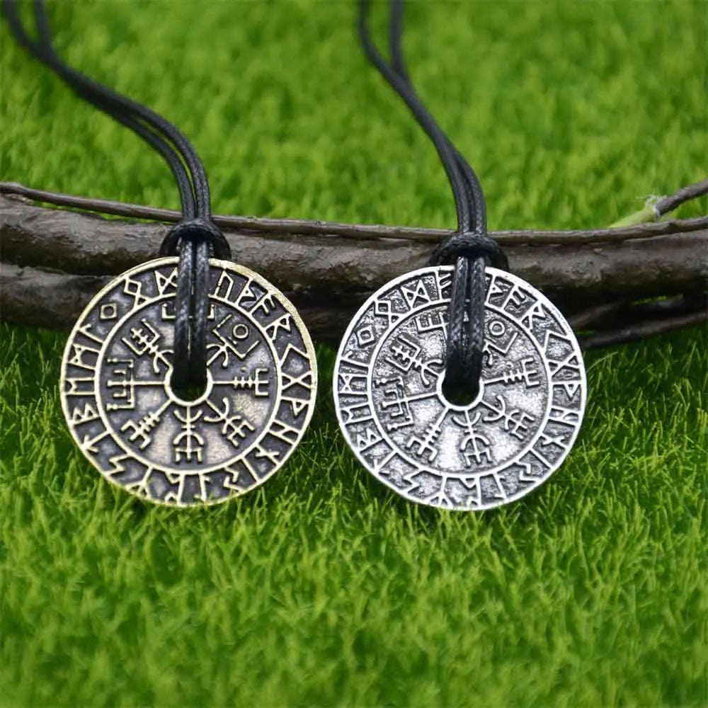 Nostalgia Viking Runes Vegvisir Compass Pendant Necklace Unisex-3