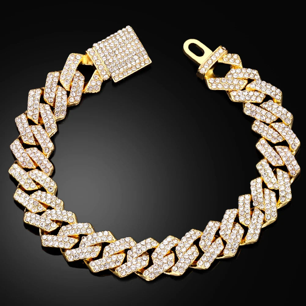 14MM Cuban Link Chain Bracelet Durable Polished Metal Men’s Jewelry-18