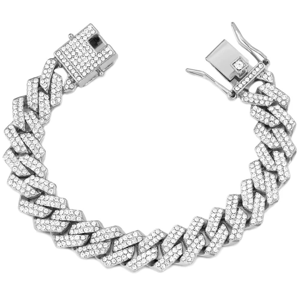 14MM Cuban Link Chain Bracelet Durable Polished Metal Men’s Jewelry-14