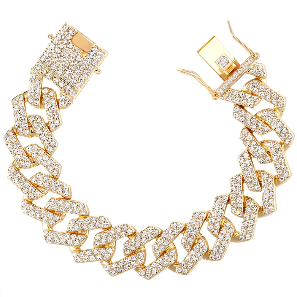 14MM Cuban Link Chain Bracelet Durable Polished Metal Men’s Jewelry-16
