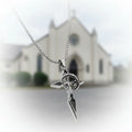 Stainless Steel Cross Necklace Silver Plated Pendant Unisex Jewelry-0
