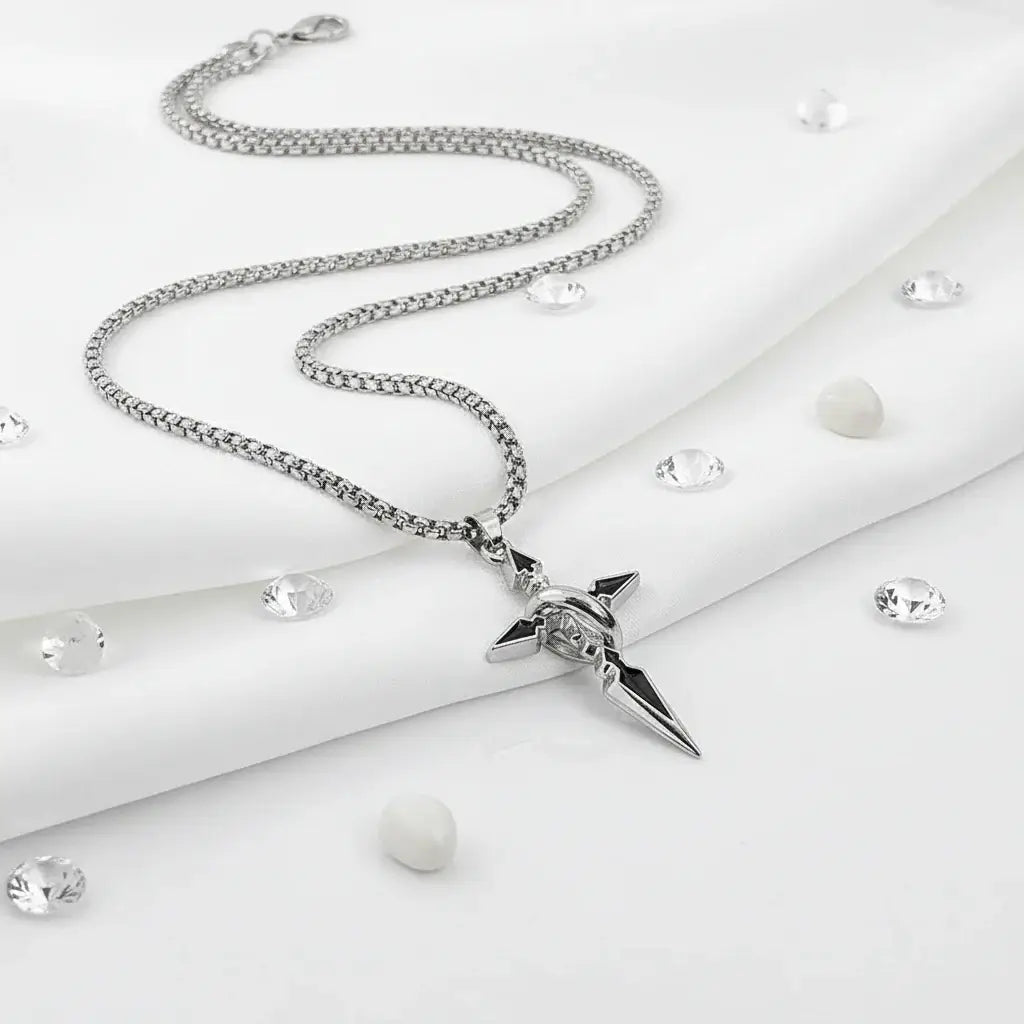 Stainless Steel Cross Necklace Silver Plated Pendant Unisex Jewelry-1