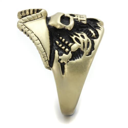 Antique Copper Stainless Steel Ring with Epoxy  in Jet-3