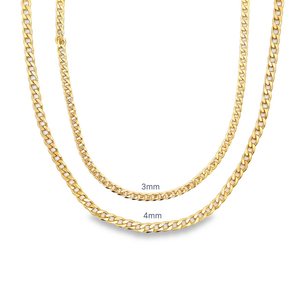 18K Gold Filled Cuban Chain Necklace 16-24 Inch 3mm 4mm-0