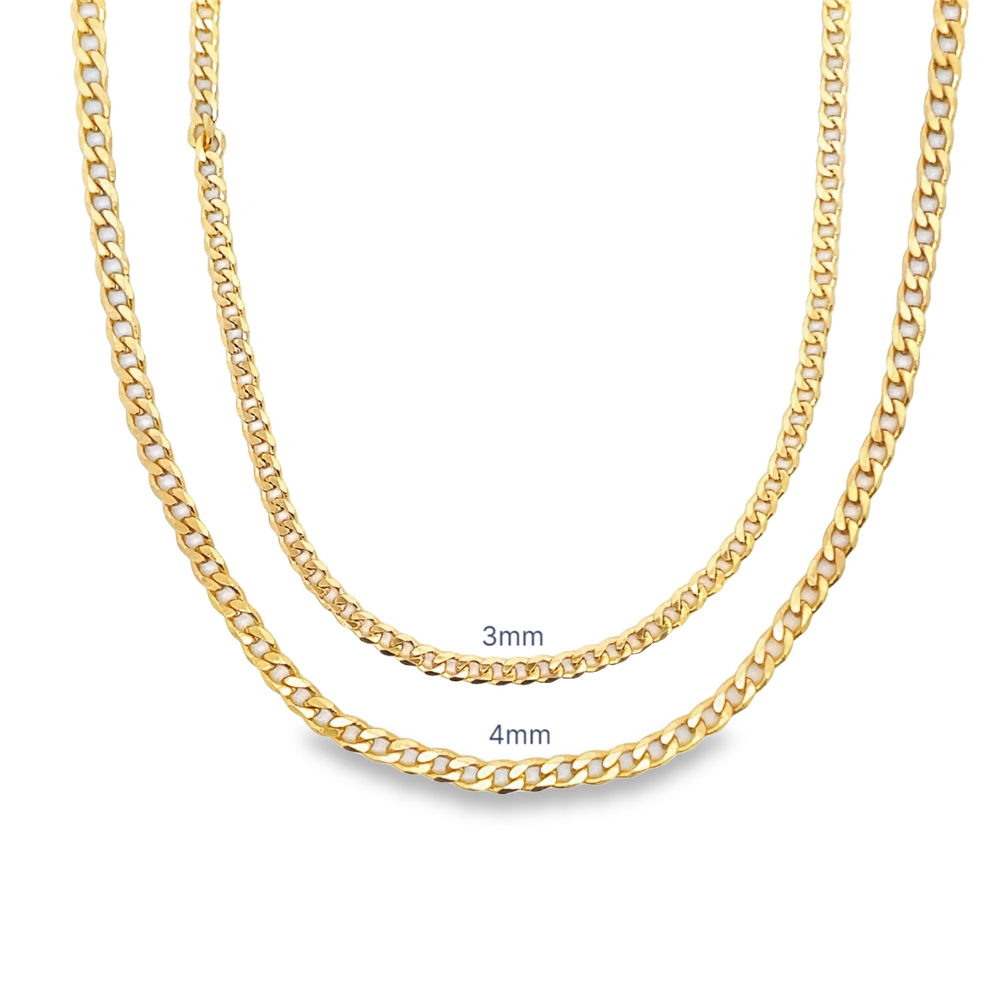 18K Gold Filled Cuban Chain Necklace 16-24 Inch 3mm 4mm-0