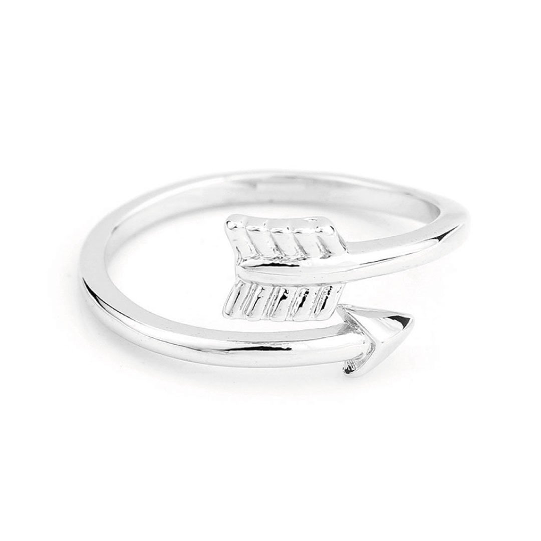 Adjustable Delicate Arrow Ring Silver Gold Rose Gold Plated-3