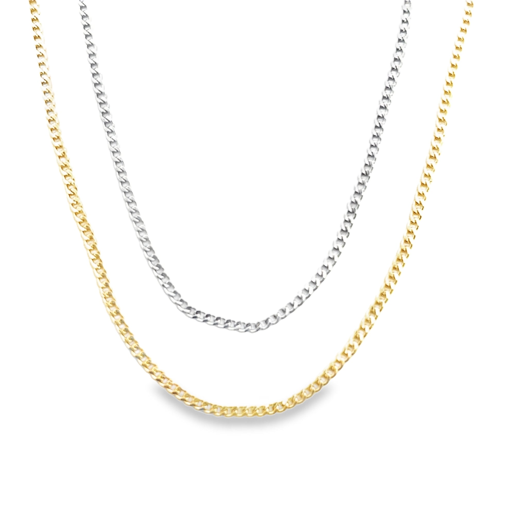 1mm Cuban Chain 18K Gold Filled Rhodium Filled 16-24 Inch Necklace-0
