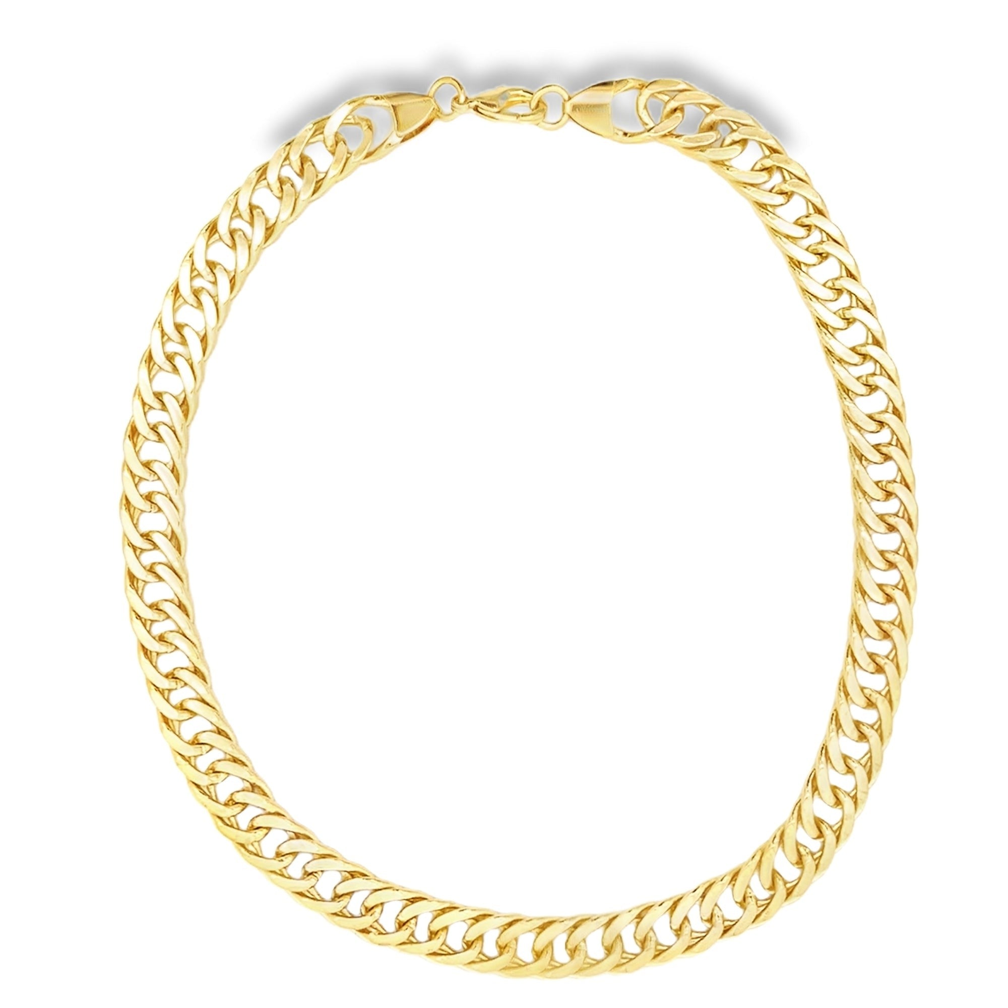 10mm Double Cuban Link Chain 18K Gold Filled 15.5 Inch-0