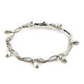 LOA542 Rhodium 925 Sterling Silver Bracelet with White Synthetic Pearl-0