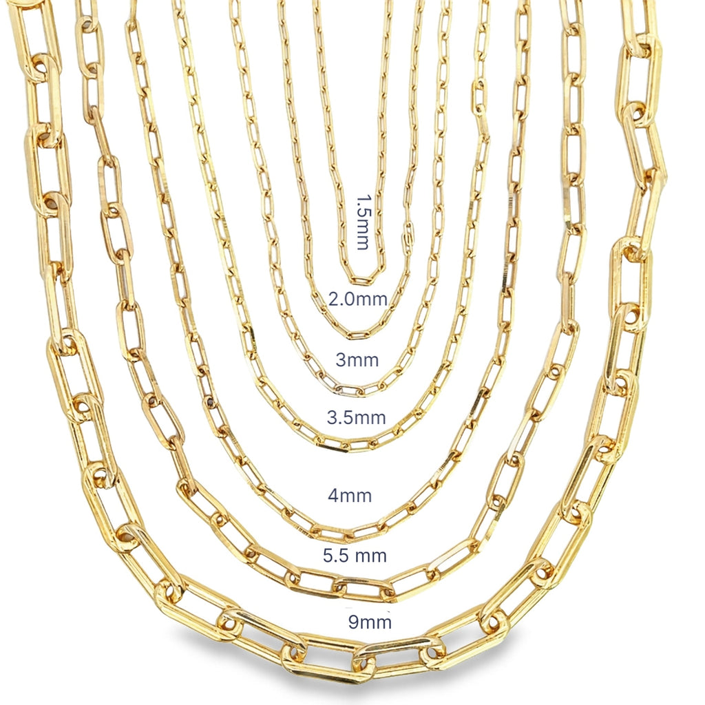 18K Gold Filled Paperclip Chain Necklace Multiple Lengths Colors