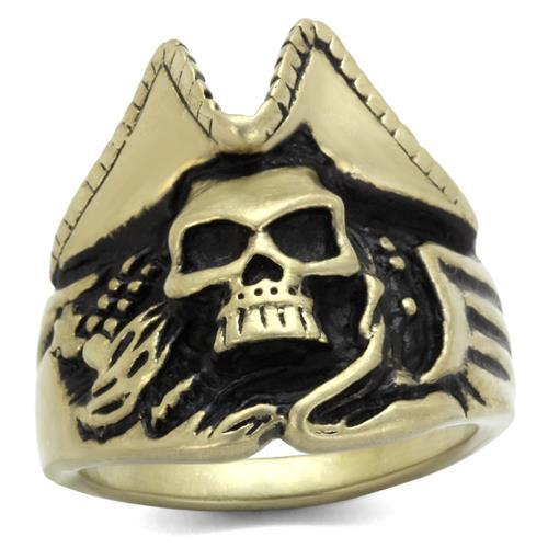Antique Copper Stainless Steel Ring with Epoxy  in Jet-0